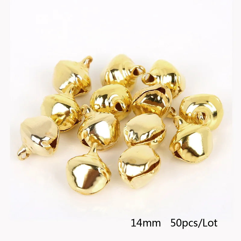 50-300Pcs Gold Jingle Bells Iron Pendants Hanging Christmas Tree