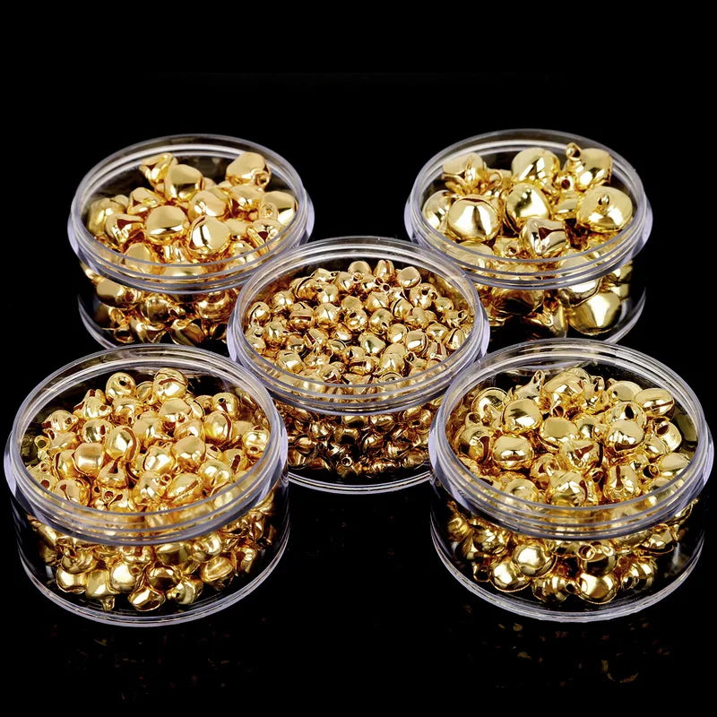 50-300Pcs Gold Jingle Bells Iron Pendants Hanging Christmas Tree