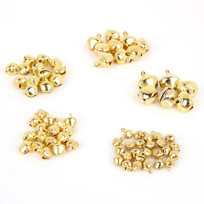 50-300Pcs Gold Jingle Bells Iron Pendants Hanging Christmas Tree