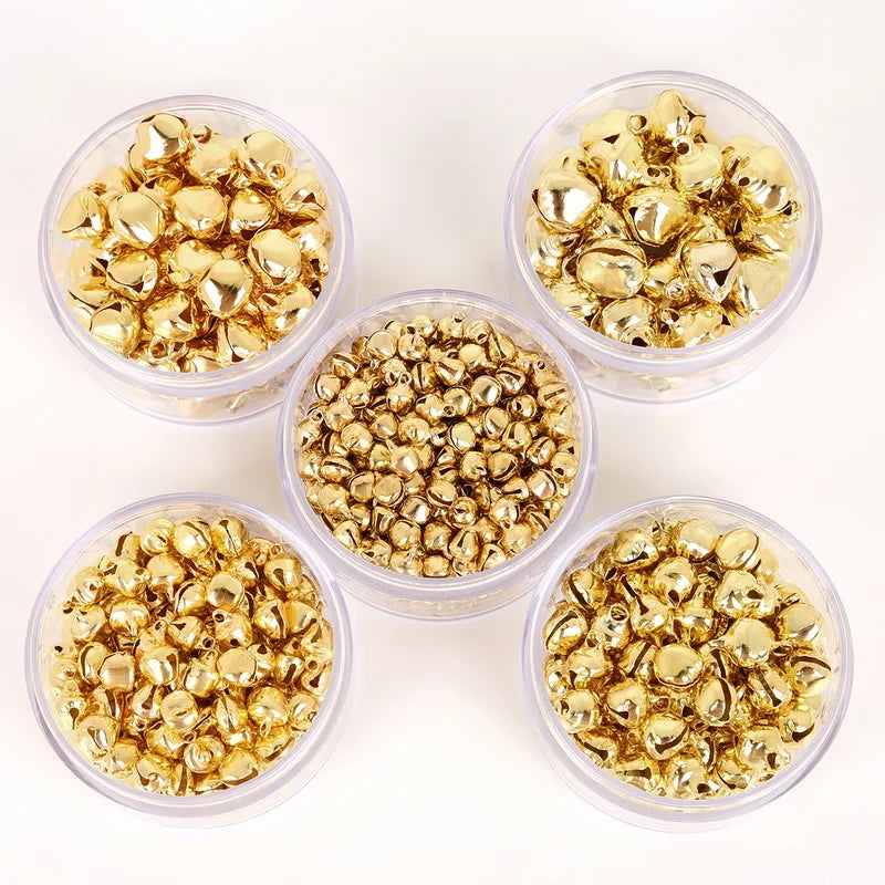 50-300Pcs Gold Jingle Bells Iron Pendants Hanging Christmas Tree