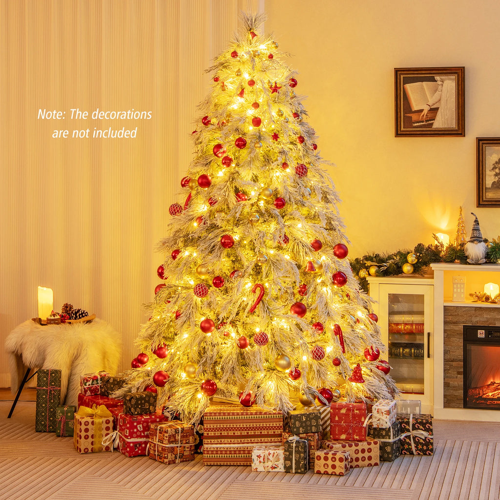 4. 5/ 6/ 7 FT Snow Flocked Christmas Tree, Holiday Decoration Tree for Home Party Office