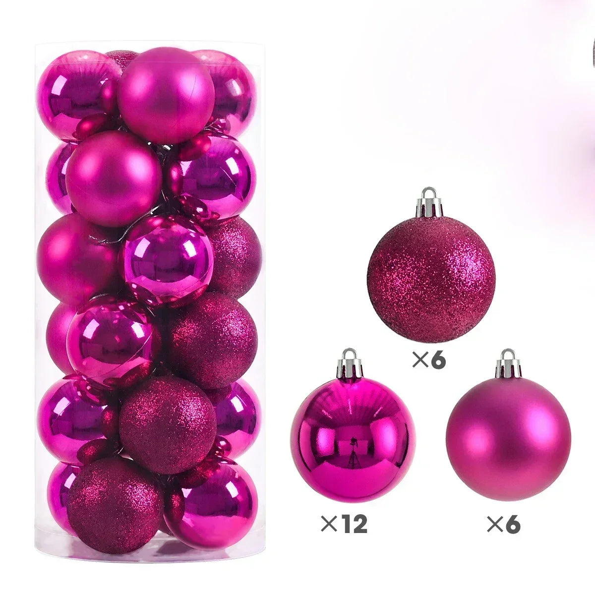 24Pcs 3/4/6CM Christmas Balls Big Ball Christmas Tree Pendant