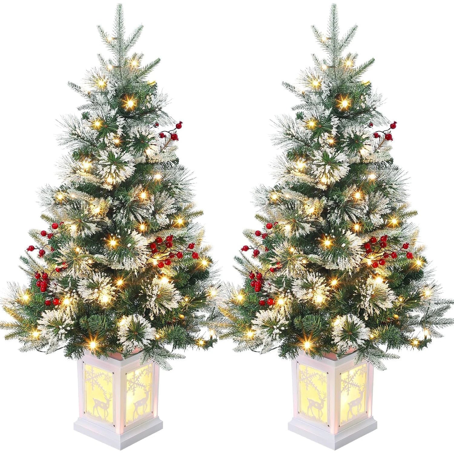3 Ft Pre-Lit Christmas Tree Artificial Christmas Trees With Lighting Xmas Trees With 78 Led Lights