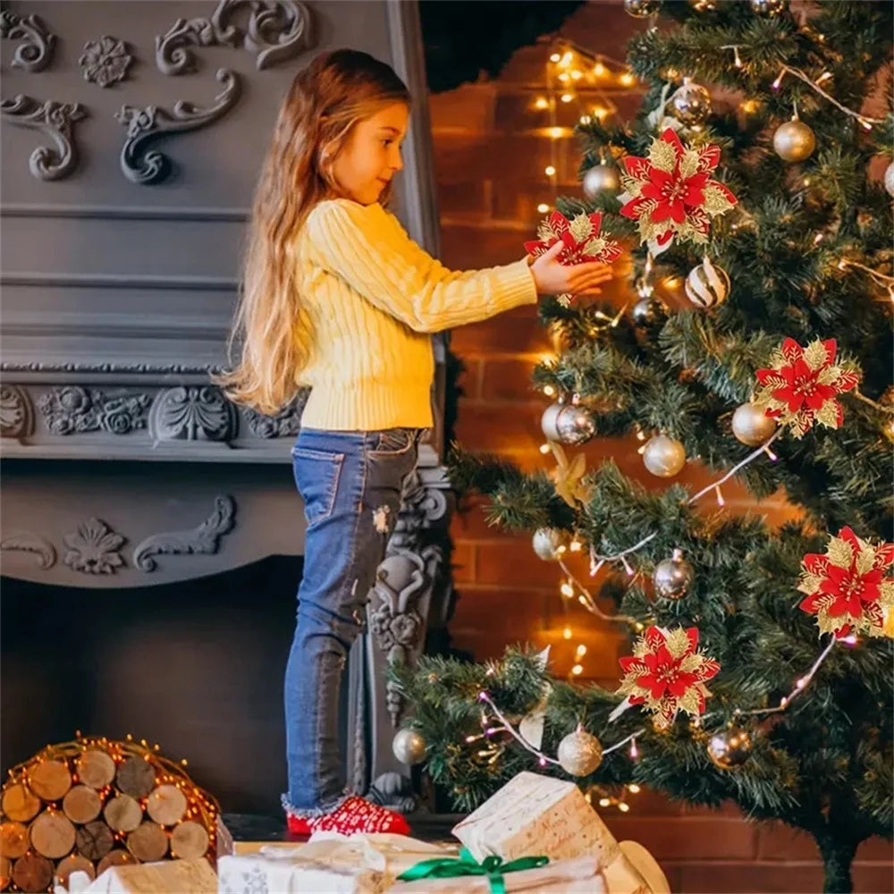 5/10pcs 14.5cm Christmas Flower Ornaments,