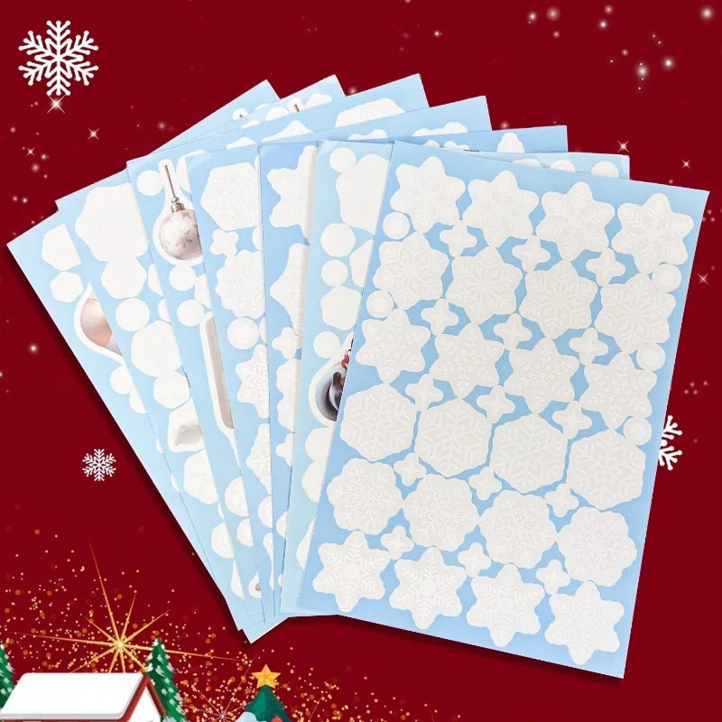 M D 1/4pcs Christmas Decor Window Sticker Reusable Snowflake