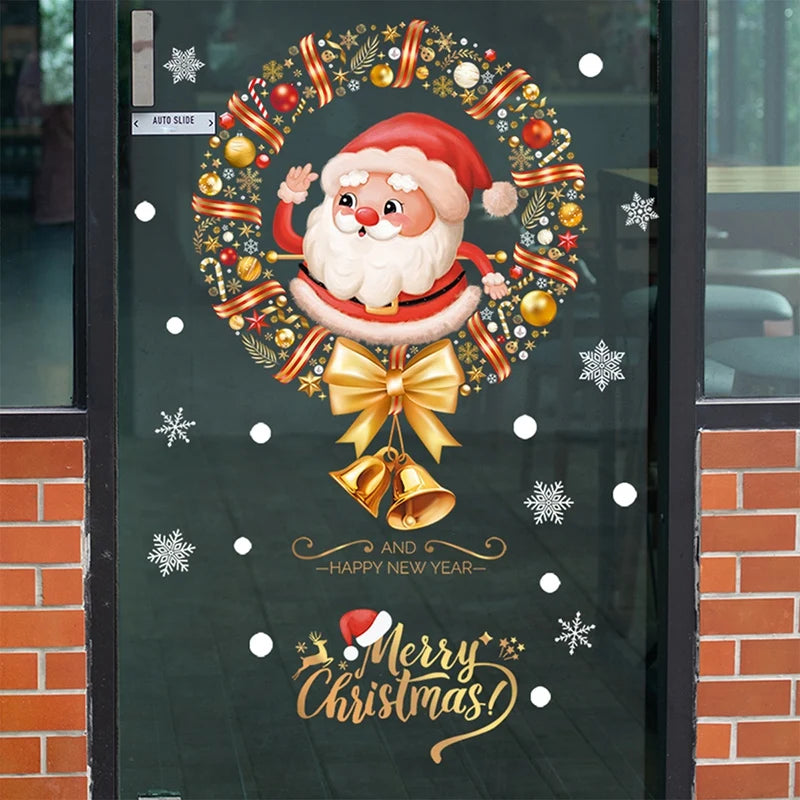Christmas Window Stickers Merry Christmas Decorations for Home 2026 Navidad Noel Gifts Xmas Wall Sticker Kids Room New Year 2026