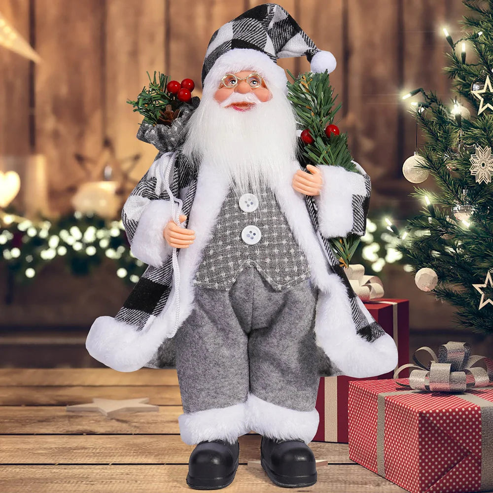 M D 12in Standing Santa Claus Doll Children Doll Xmas Gift Christmas  Decorations