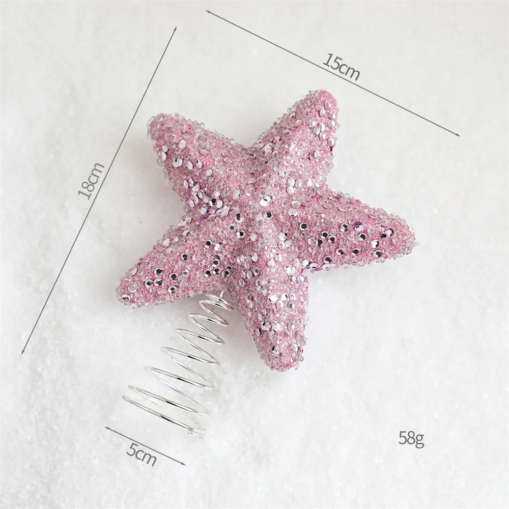 Christmas Tree Ornaments Pink Foam Ball Bow Tree Top Star Xmas Tree