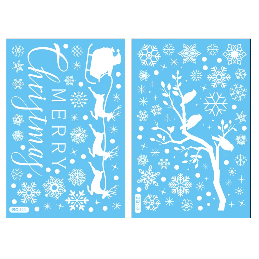M D 1/4pcs Christmas Decor Window Sticker Reusable Snowflake