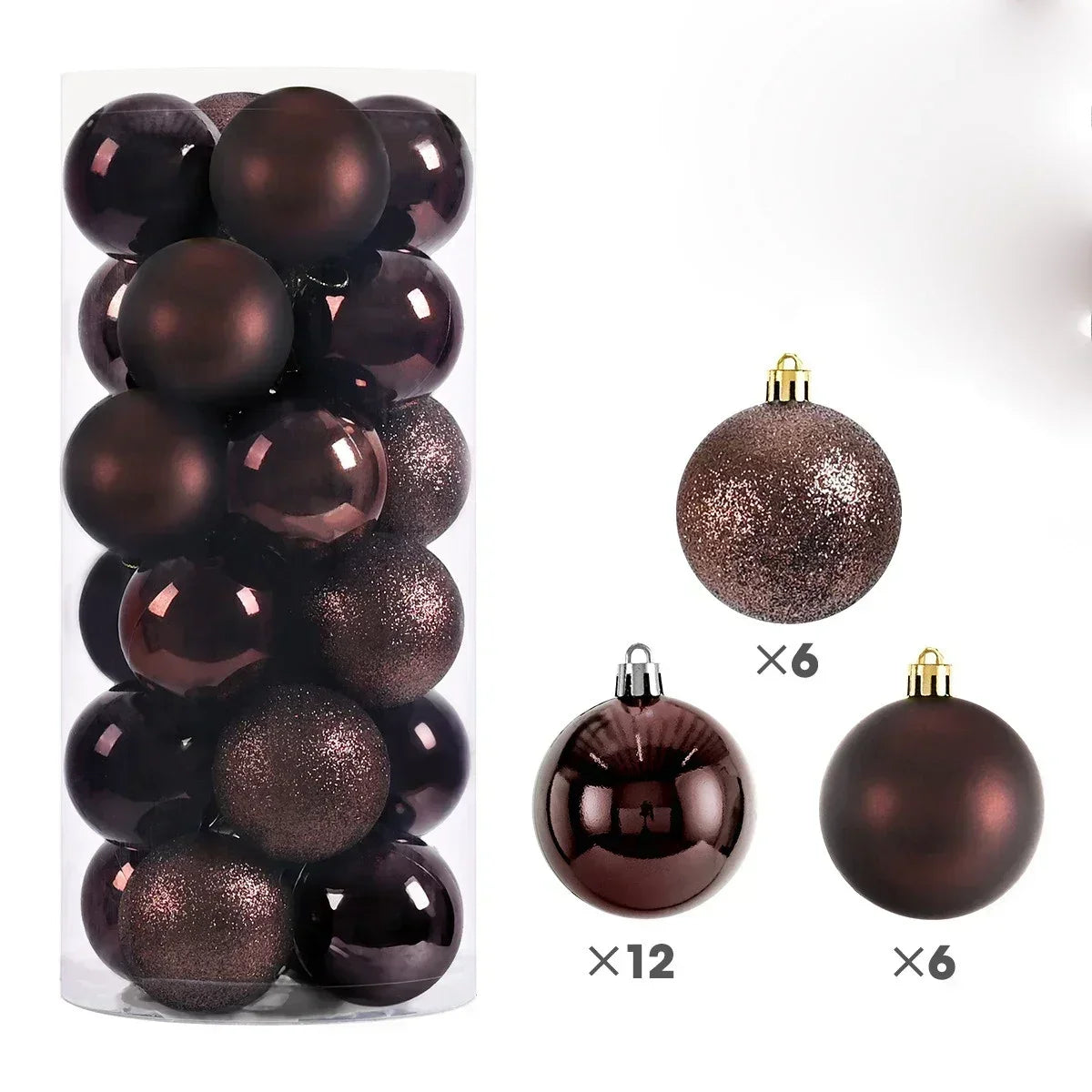 24Pcs 3/4/6CM Christmas Balls Big Ball Christmas Tree Pendant