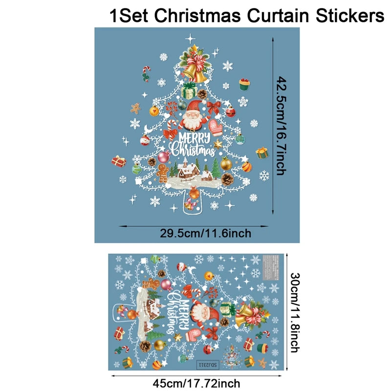 Christmas Window Stickers Merry Christmas Decorations for Home 2026 Navidad Noel Gifts Xmas Wall Sticker Kids Room New Year 2026