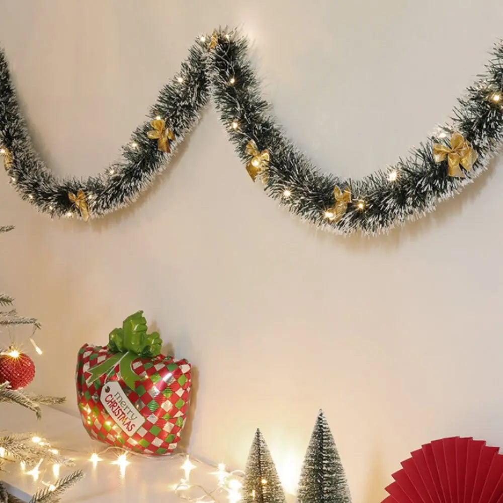 M D 2M Christmas Green Cane Ribbons with LED Lights DIY Accessories Xmas