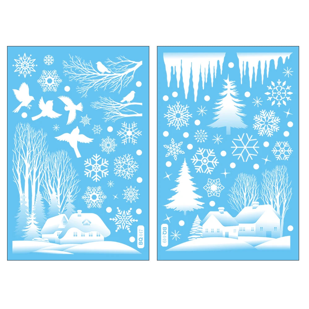 M D 1/4pcs Christmas Decor Window Sticker Reusable Snowflake