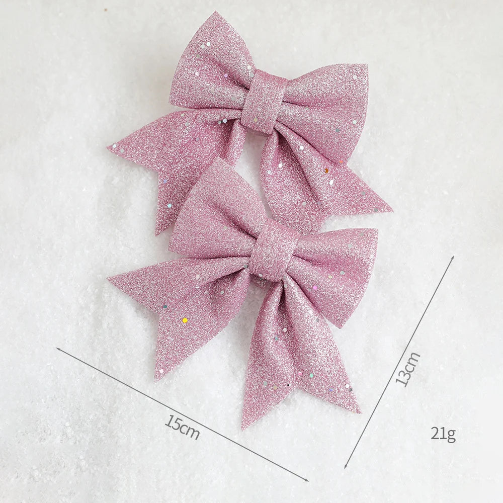 Christmas Tree Ornaments Pink Foam Ball Bow Tree Top Star Xmas Tree