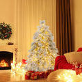 4. 5/ 6/ 7 FT Snow Flocked Christmas Tree, Holiday Decoration Tree for Home Party Office