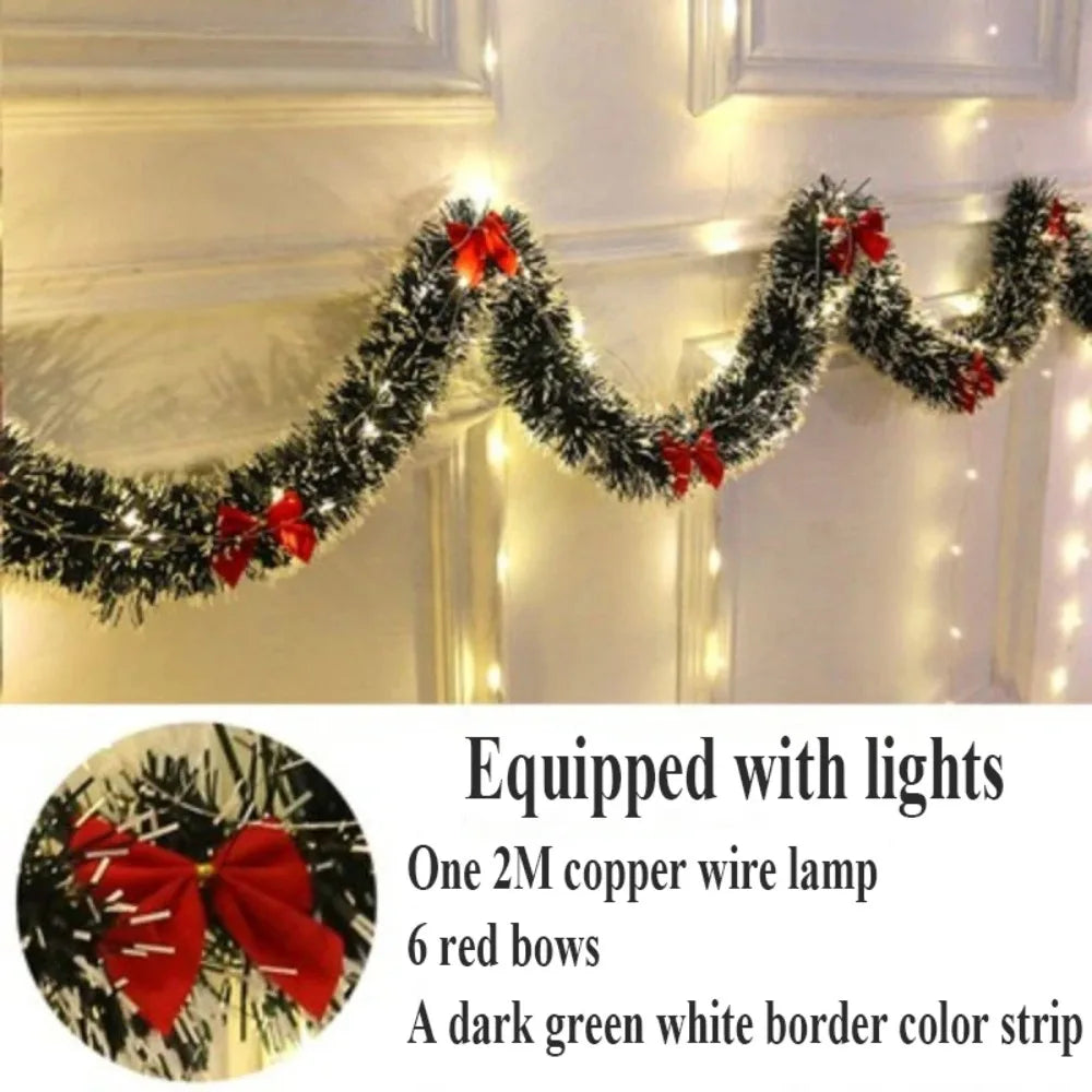 M D 2M Christmas Green Cane Ribbons with LED Lights DIY Accessories Xmas