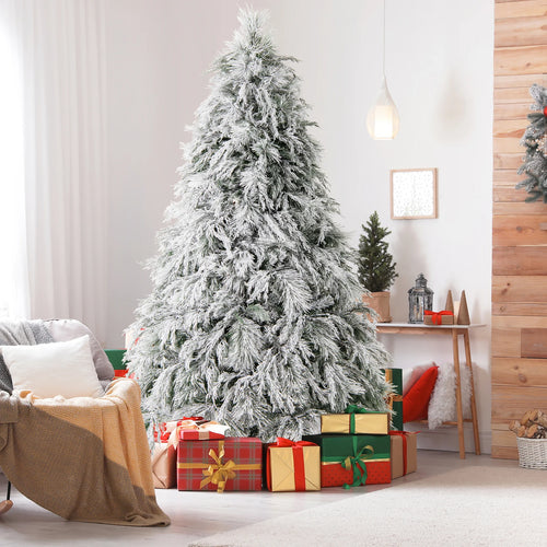 4. 5/ 6/ 7 FT Snow Flocked Christmas Tree, Holiday Decoration Tree for Home Party Office