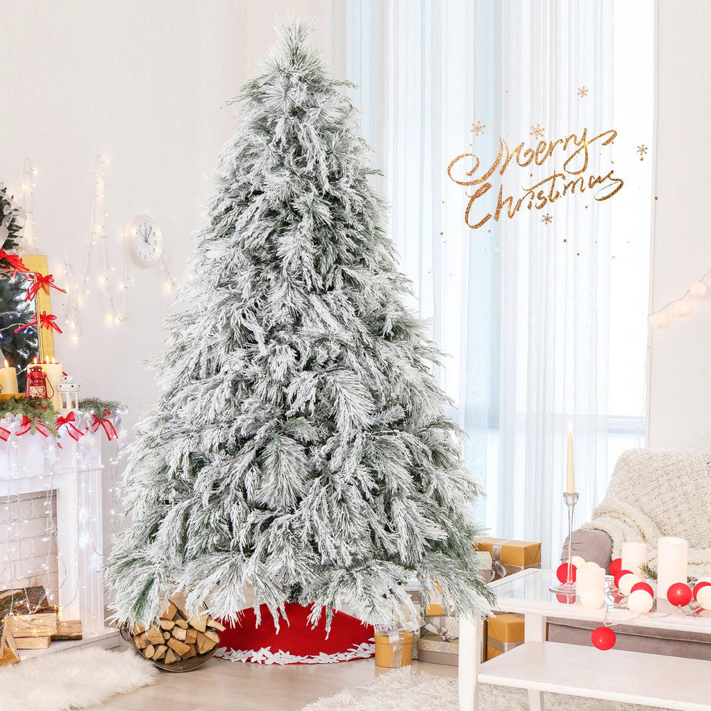 4. 5/ 6/ 7 FT Snow Flocked Christmas Tree, Holiday Decoration Tree for Home Party Office