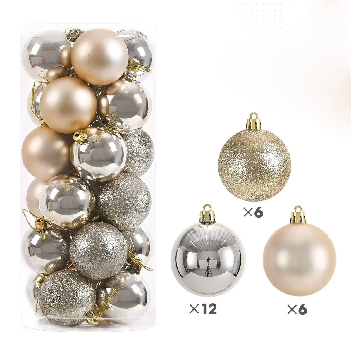 24Pcs 3/4/6CM Christmas Balls Big Ball Christmas Tree Pendant