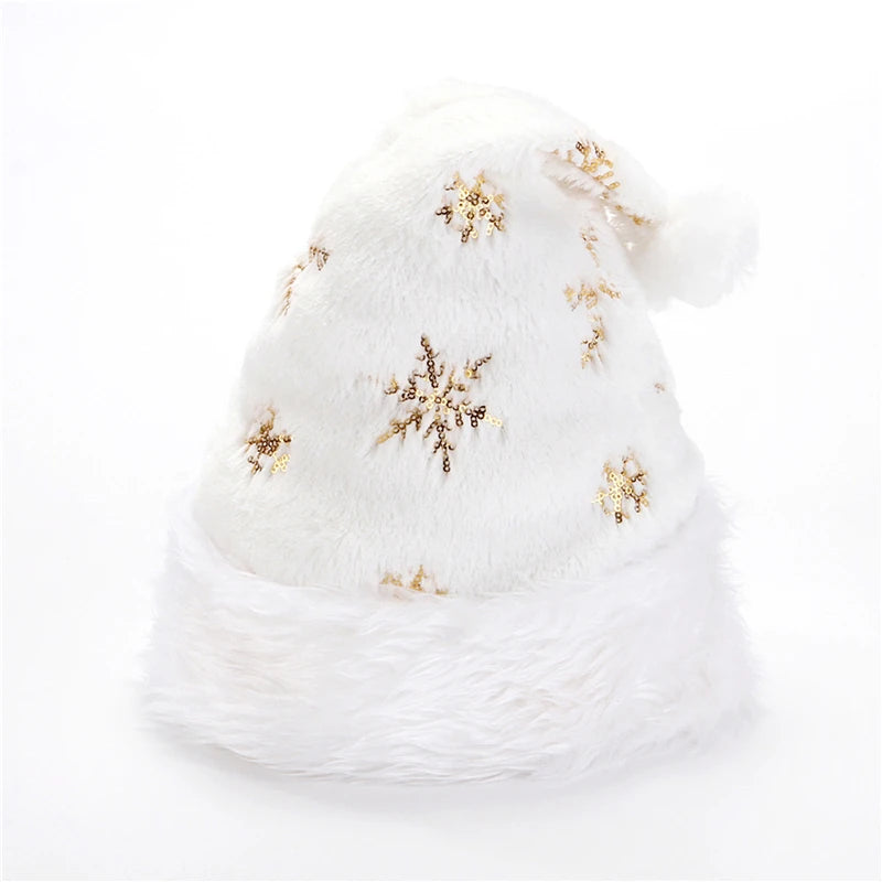 M D  Christmas Hat Party Snowflake Santa Hats White & Silver
