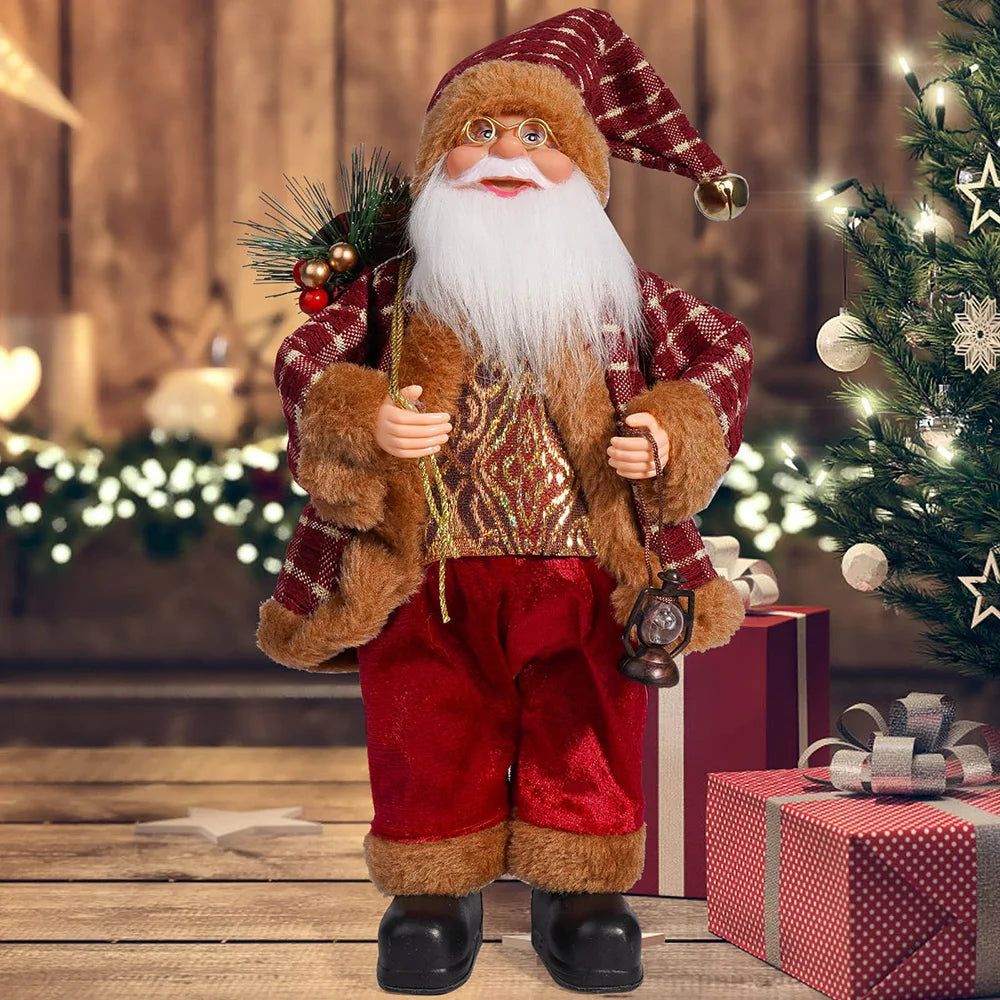 M D 12in Standing Santa Claus Doll Children Doll Xmas Gift Christmas  Decorations