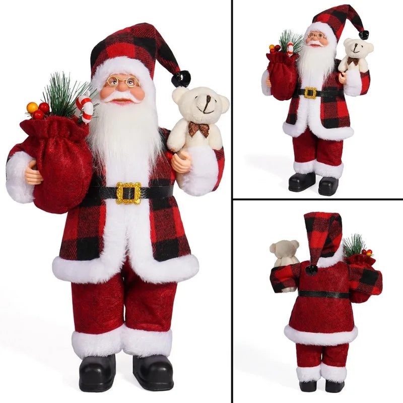 M D 12in Standing Santa Claus Doll Children Doll Xmas Gift Christmas  Decorations