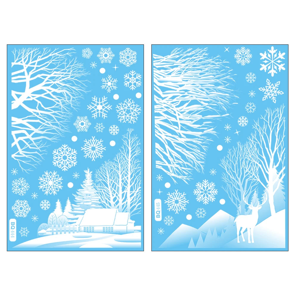 M D 1/4pcs Christmas Decor Window Sticker Reusable Snowflake