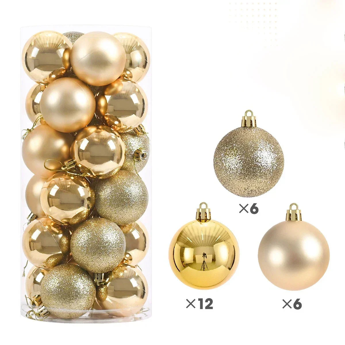 24Pcs 3/4/6CM Christmas Balls Big Ball Christmas Tree Pendant