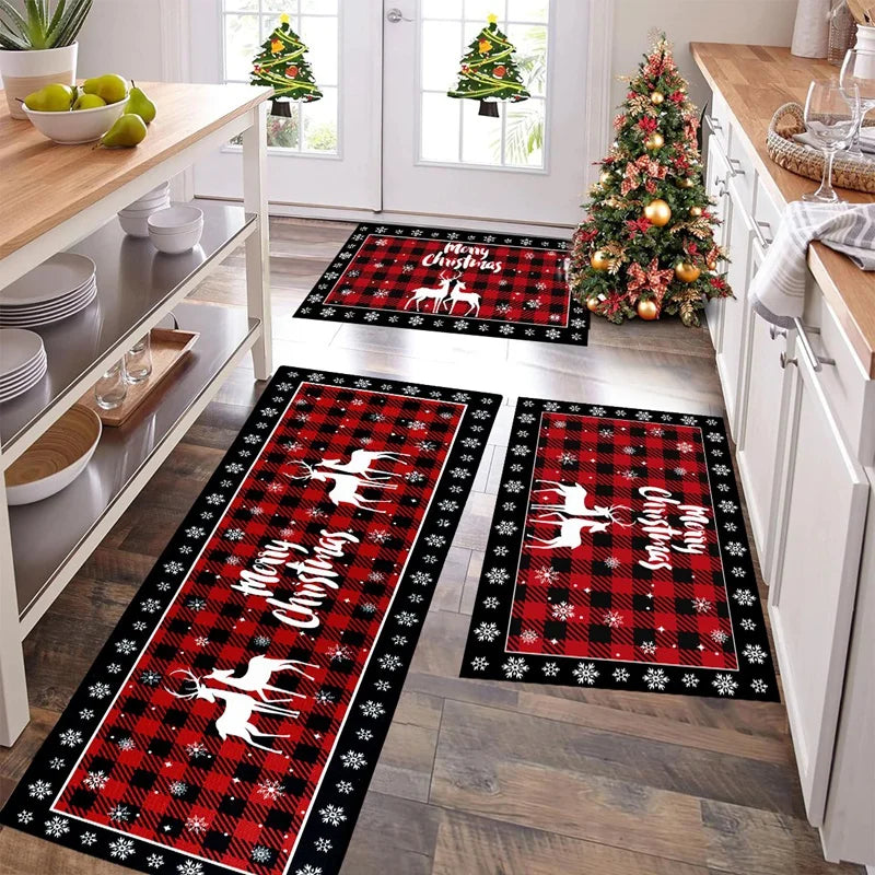 M D Plaid Christmas Tree Floor Mat