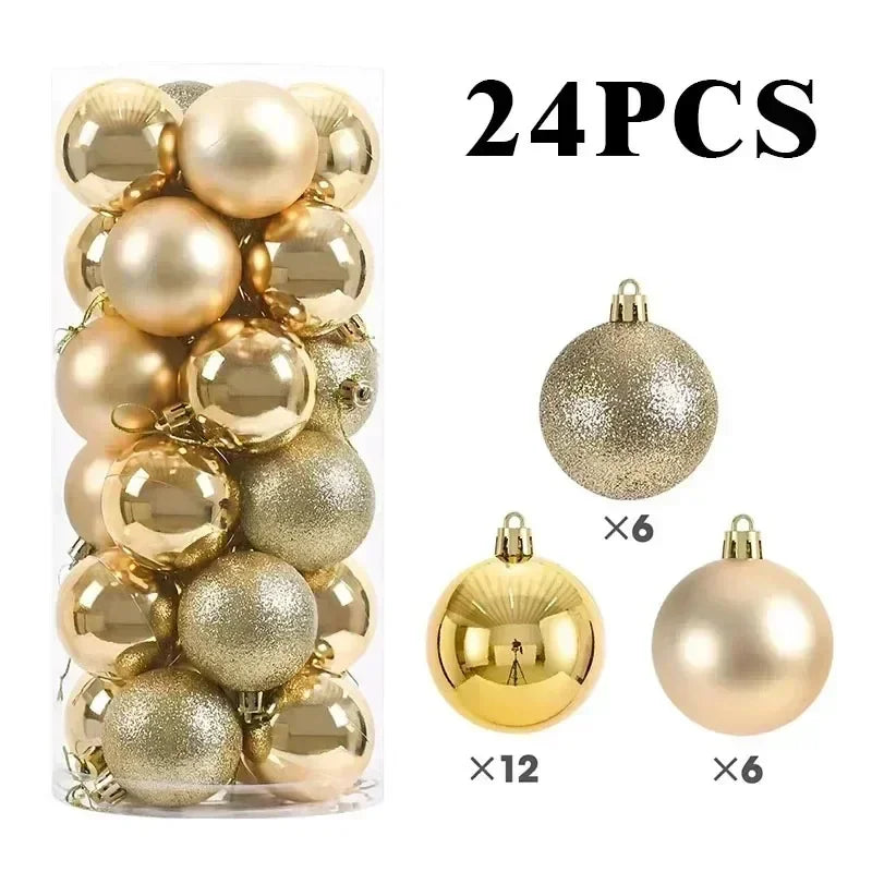 24Pcs 3/4/6CM Christmas Balls Big Ball Christmas Tree Pendant