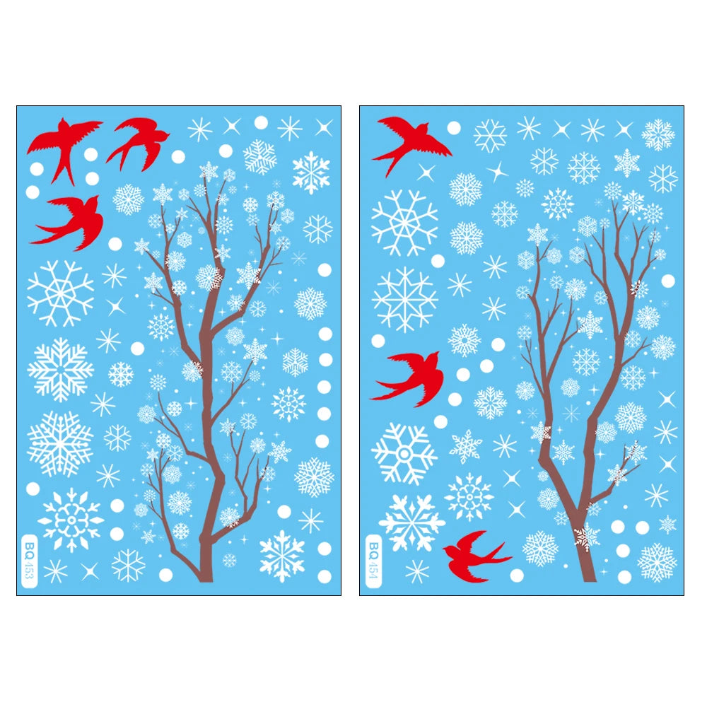 M D 1/4pcs Christmas Decor Window Sticker Reusable Snowflake