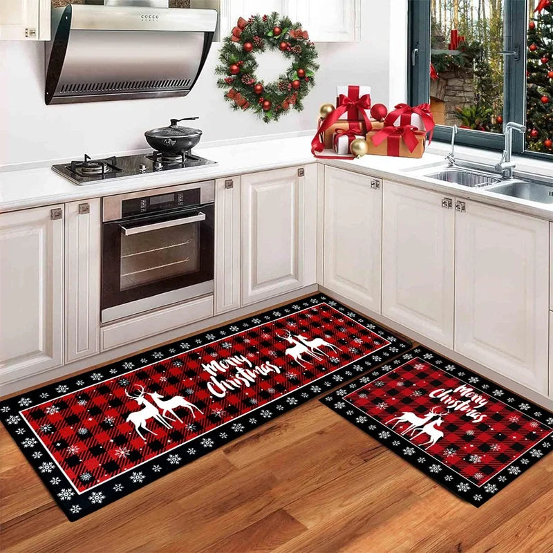 M D Plaid Christmas Tree Floor Mat
