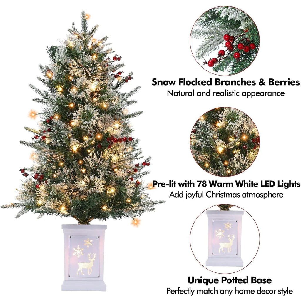 3 Ft Pre-Lit Christmas Tree Artificial Christmas Trees With Lighting Xmas Trees With 78 Led Lights