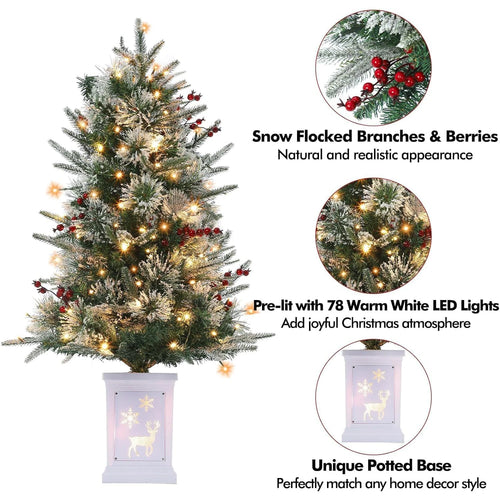 3 Ft Pre-Lit Christmas Tree Artificial Christmas Trees With Lighting Xmas Trees With 78 Led Lights