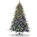 6Ft/7.5Ft/9Ft Pre-Lit Snow Flocked Christmas Tree 8-Modes LED Lights