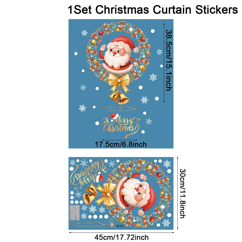 Christmas Window Stickers Merry Christmas Decorations for Home 2026 Navidad Noel Gifts Xmas Wall Sticker Kids Room New Year 2026
