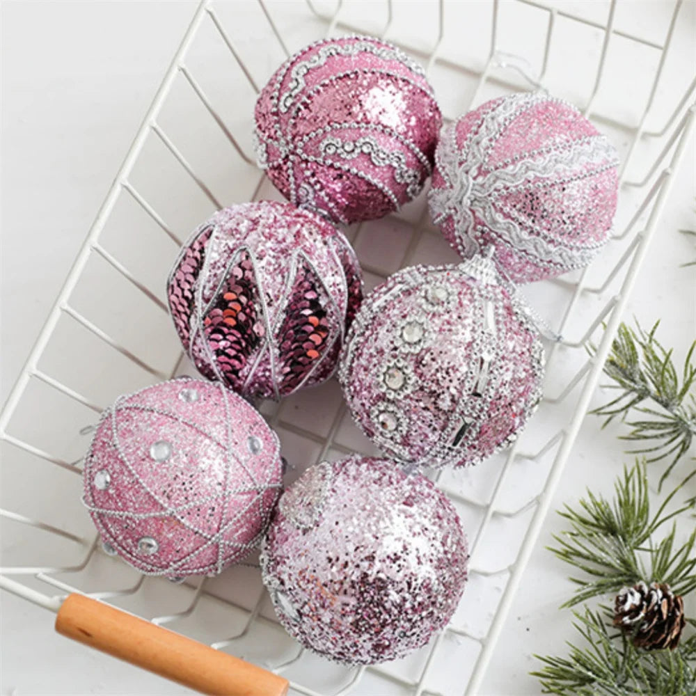 Christmas Tree Ornaments Pink Foam Ball Bow Tree Top Star Xmas Tree