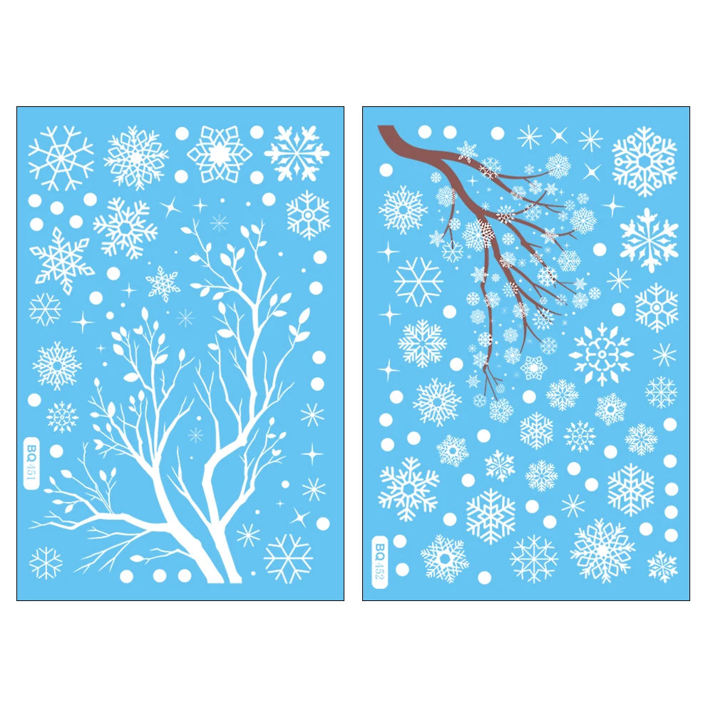 M D 1/4pcs Christmas Decor Window Sticker Reusable Snowflake