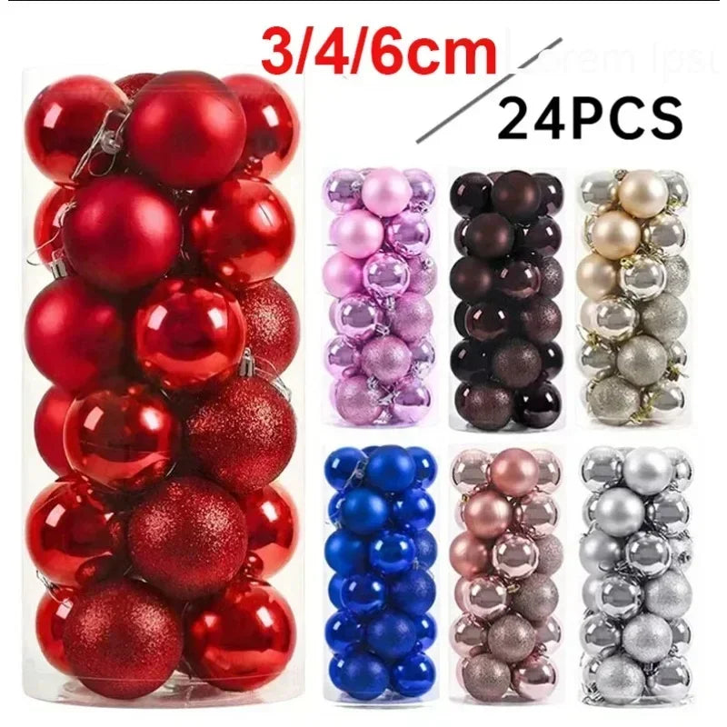 24Pcs 3/4/6CM Christmas Balls Big Ball Christmas Tree Pendant