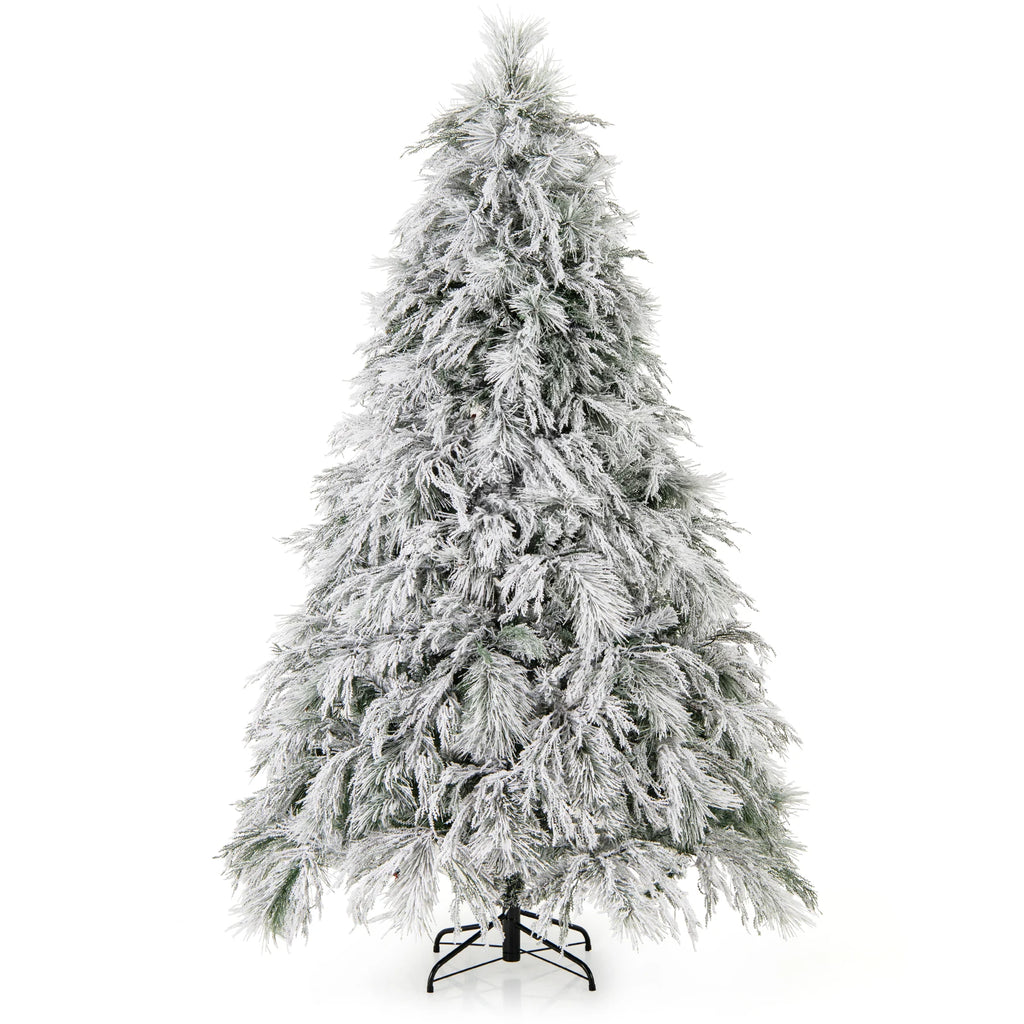 4. 5/ 6/ 7 FT Snow Flocked Christmas Tree, Holiday Decoration Tree for Home Party Office