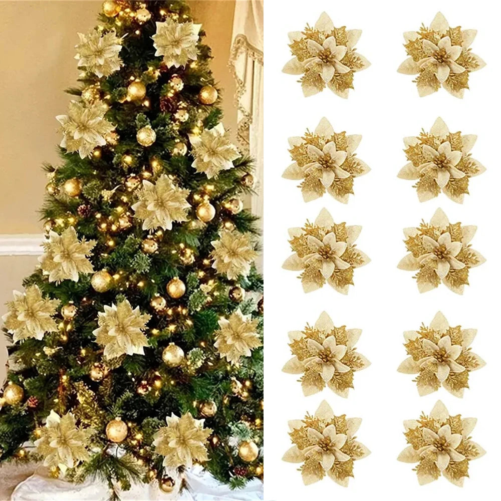 5/10pcs 14.5cm Christmas Flower Ornaments,