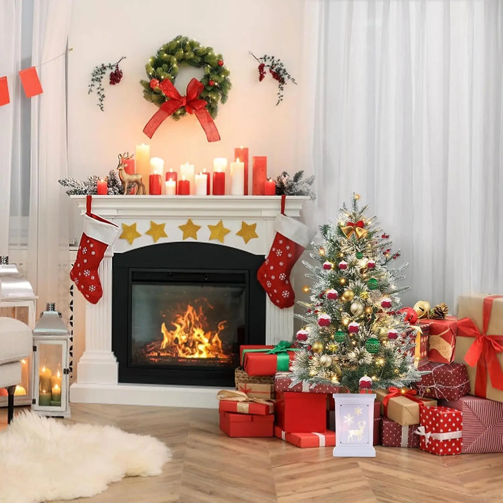 3 Ft Pre-Lit Christmas Tree Artificial Christmas Trees With Lighting Xmas Trees With 78 Led Lights