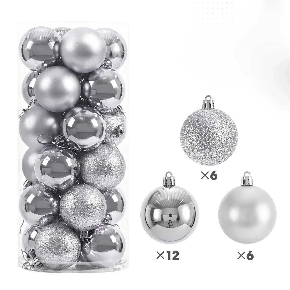 24Pcs 3/4/6CM Christmas Balls Big Ball Christmas Tree Pendant