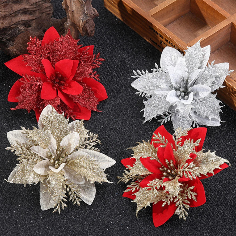 5/10pcs 14.5cm Christmas Flower Ornaments,