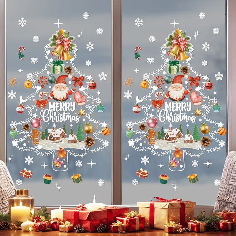 Christmas Window Stickers Merry Christmas Decorations for Home 2026 Navidad Noel Gifts Xmas Wall Sticker Kids Room New Year 2026