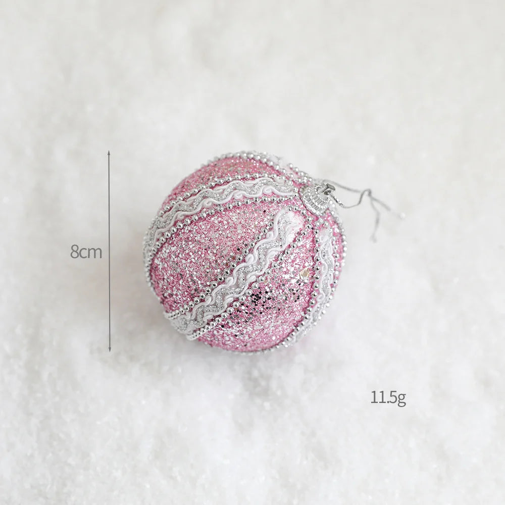 Christmas Tree Ornaments Pink Foam Ball Bow Tree Top Star Xmas Tree