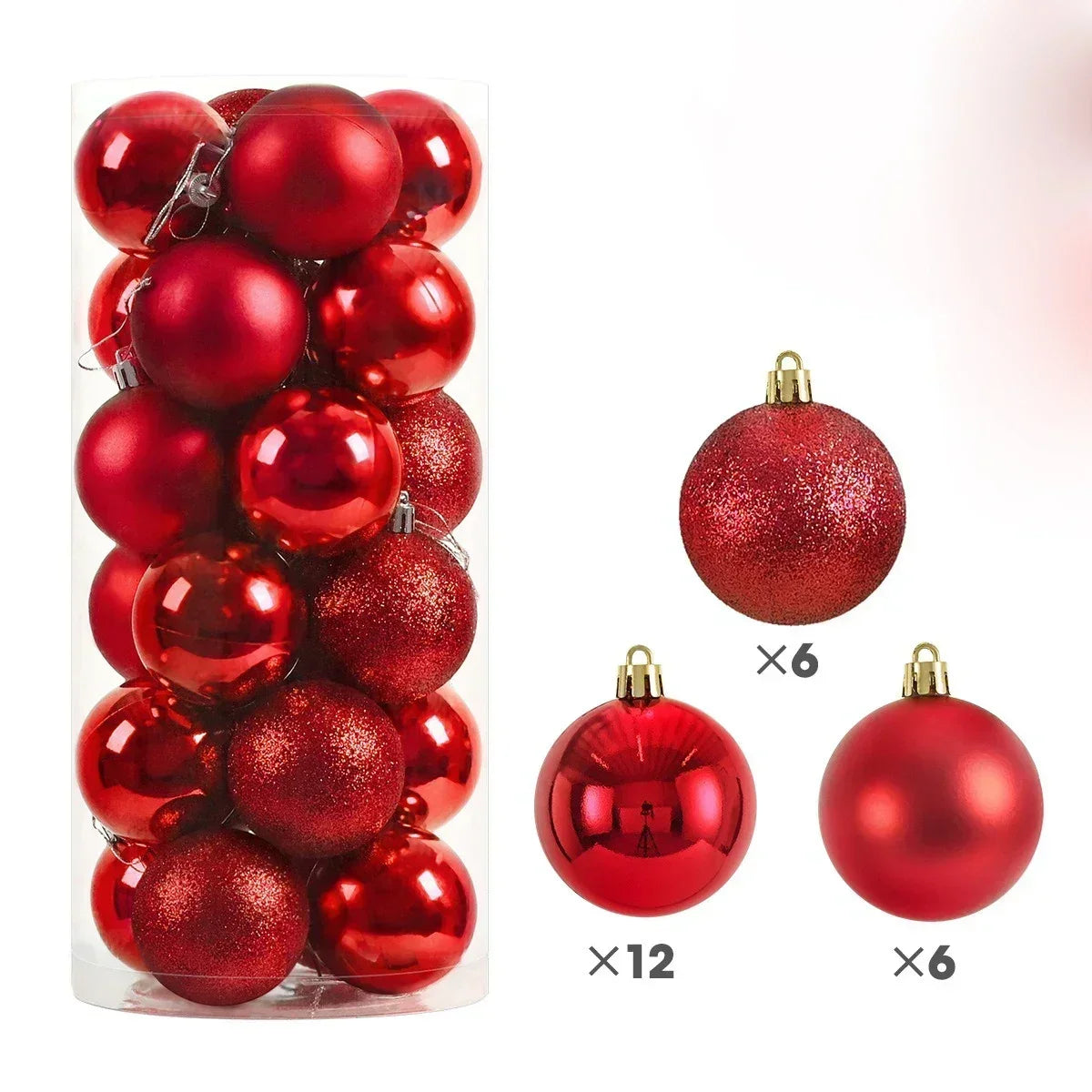 24Pcs 3/4/6CM Christmas Balls Big Ball Christmas Tree Pendant